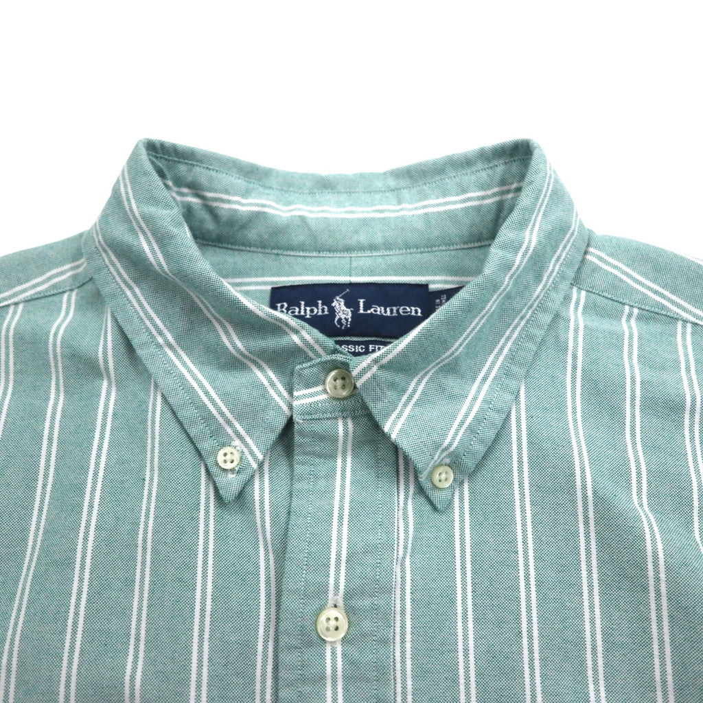 Ralph Lauren Anni '90 Camicia Oxford Button-down XL Verde a Righe Ricamo Pony