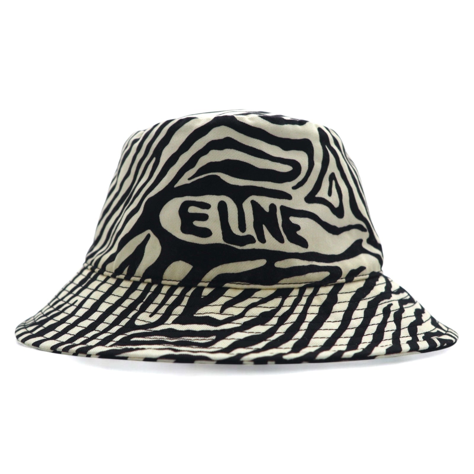 CELINE Cappello a secchiello stampa zebrata M bianco nero fantasia animalier Hedi Slimane 22AW 2AUV1979S