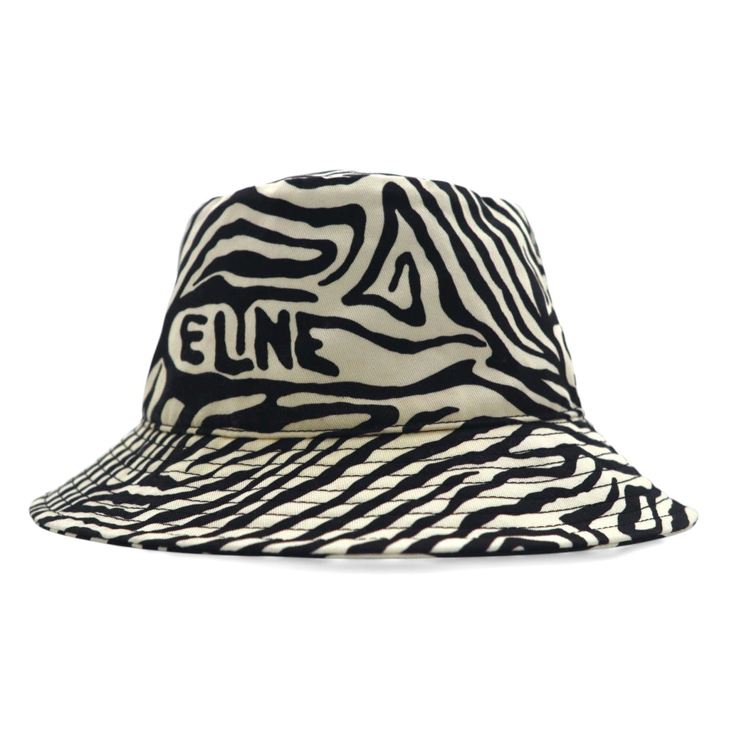 CELINE Cappello a secchiello stampa zebrata M bianco nero fantasia animalier Hedi Slimane 22AW 2AUV1979S