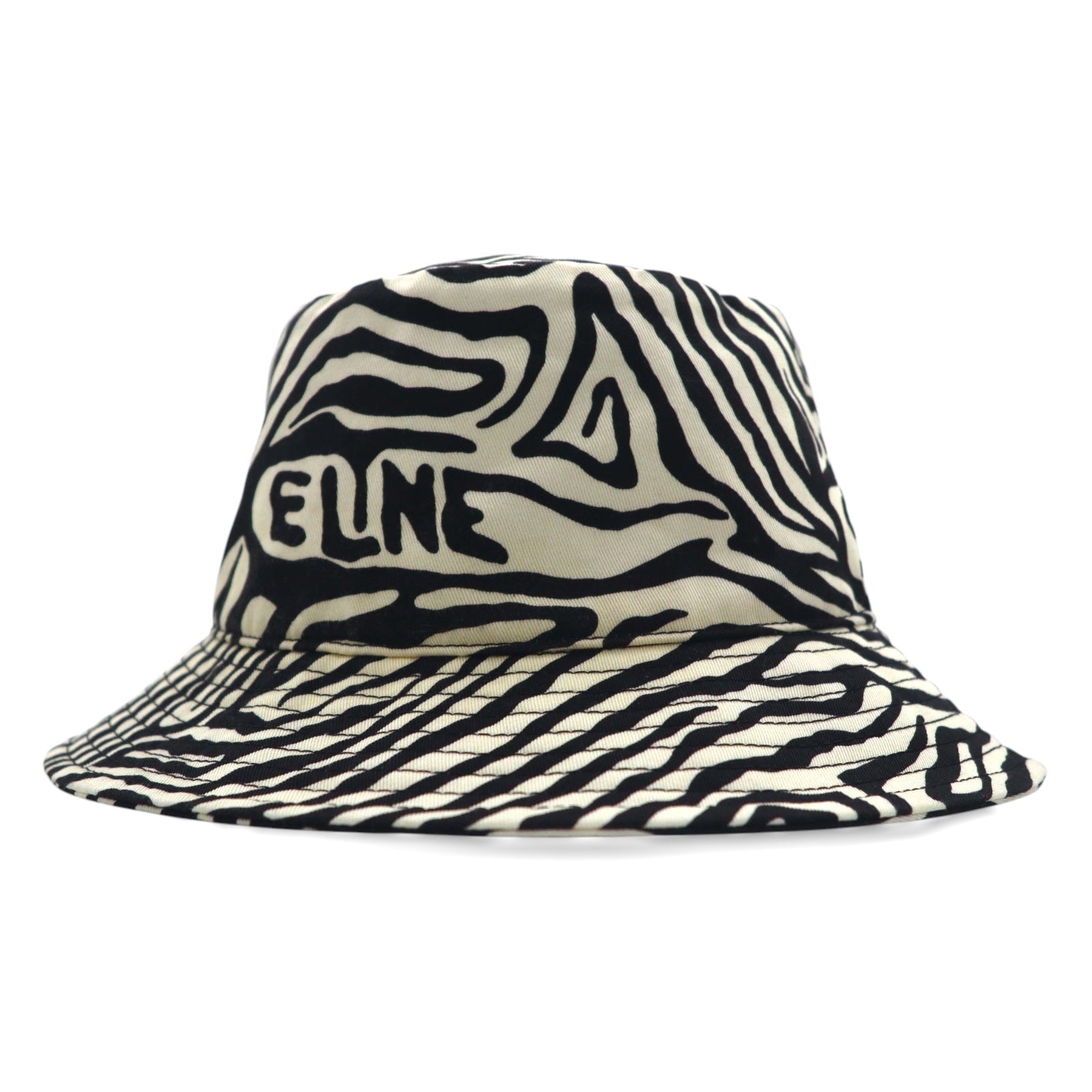 CELINE Cappello a secchiello stampa zebrata M bianco nero fantasia animalier Hedi Slimane 22AW 2AUV1979S