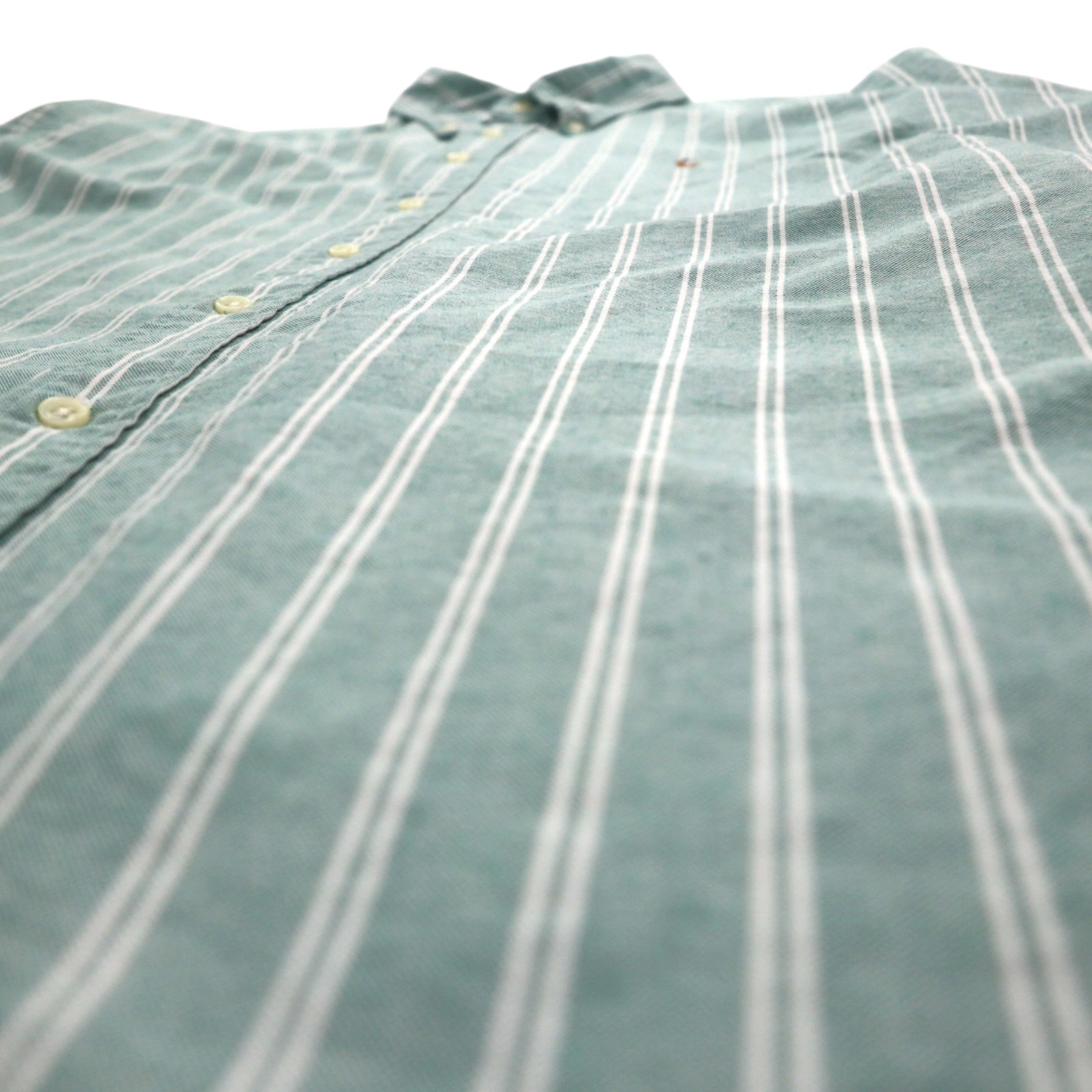 Ralph Lauren Anni '90 Camicia Oxford Button-down XL Verde a Righe Ricamo Pony