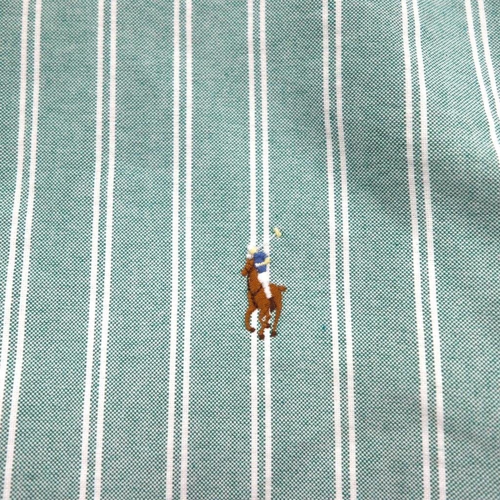 Ralph Lauren Anni '90 Camicia Oxford Button-down XL Verde a Righe Ricamo Pony