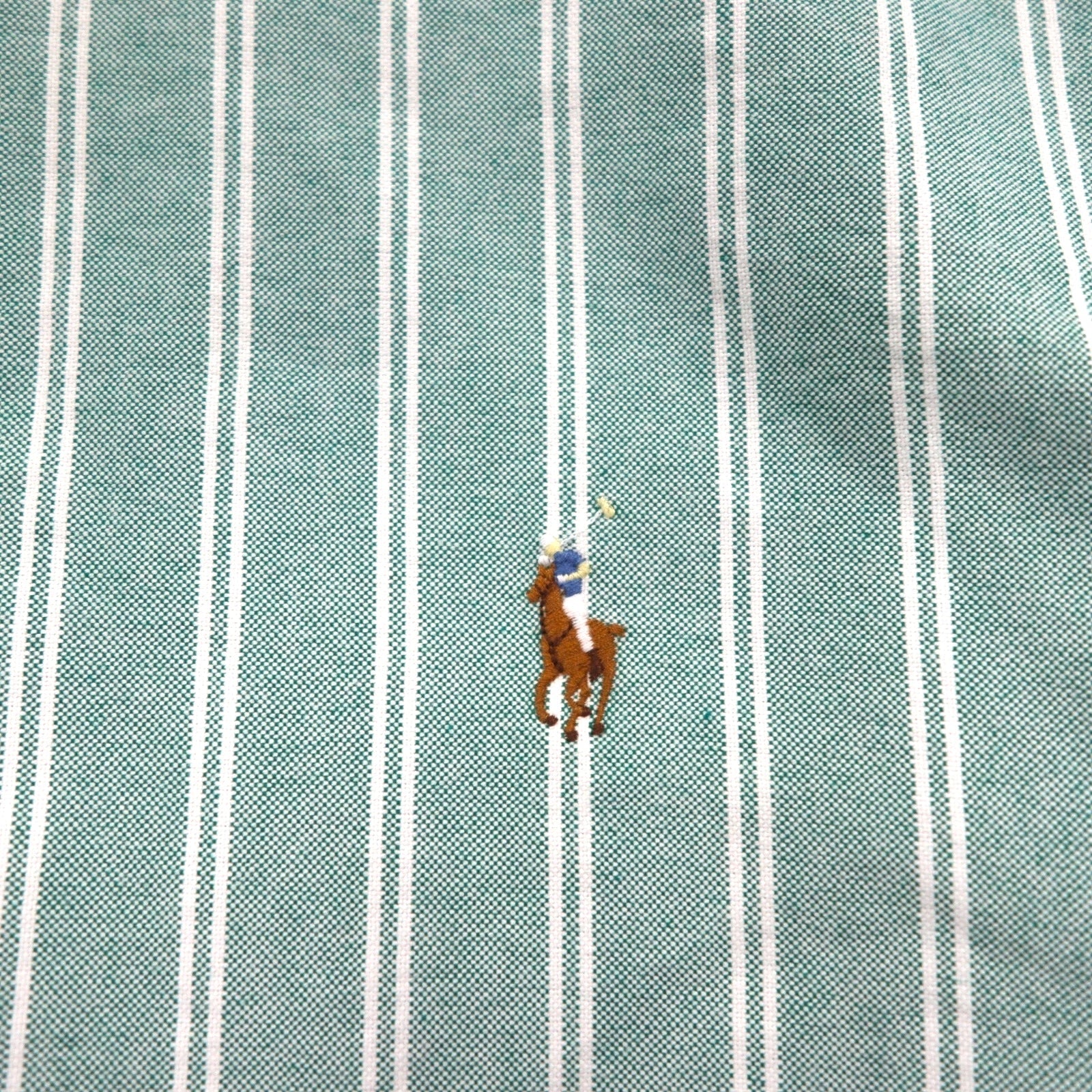 Ralph Lauren Anni '90 Camicia Oxford Button-down XL Verde a Righe Ricamo Pony