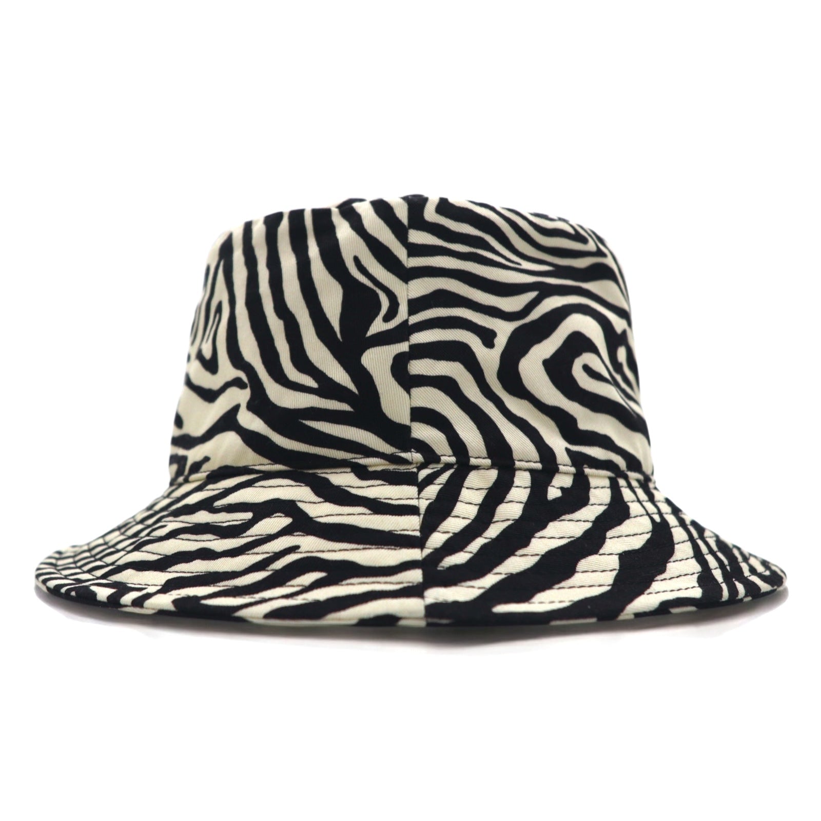 CELINE Cappello a secchiello stampa zebrata M bianco nero fantasia animalier Hedi Slimane 22AW 2AUV1979S