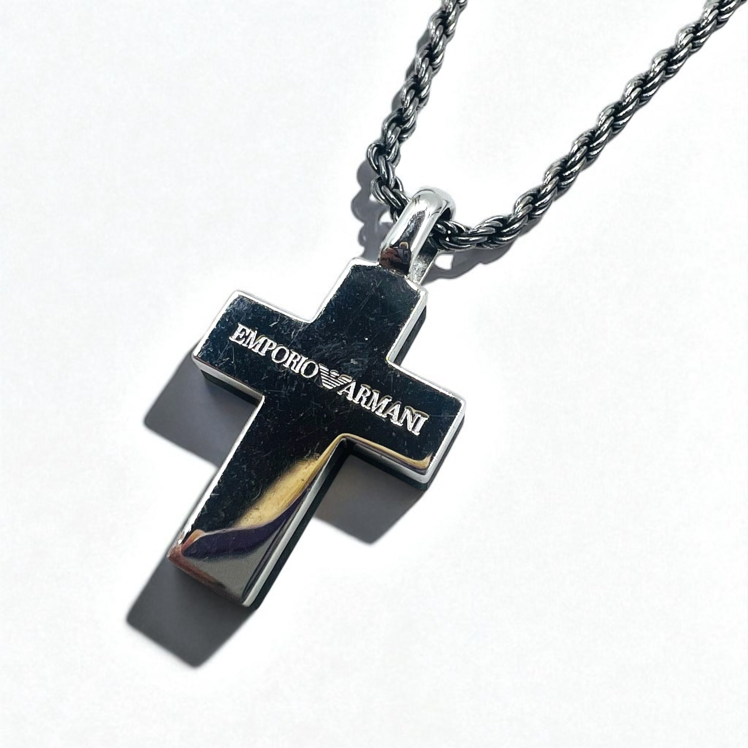 EMPORIO ARMANI 2WAY クロス 十字架 ネックレス シルバー Silver 925 レザー
