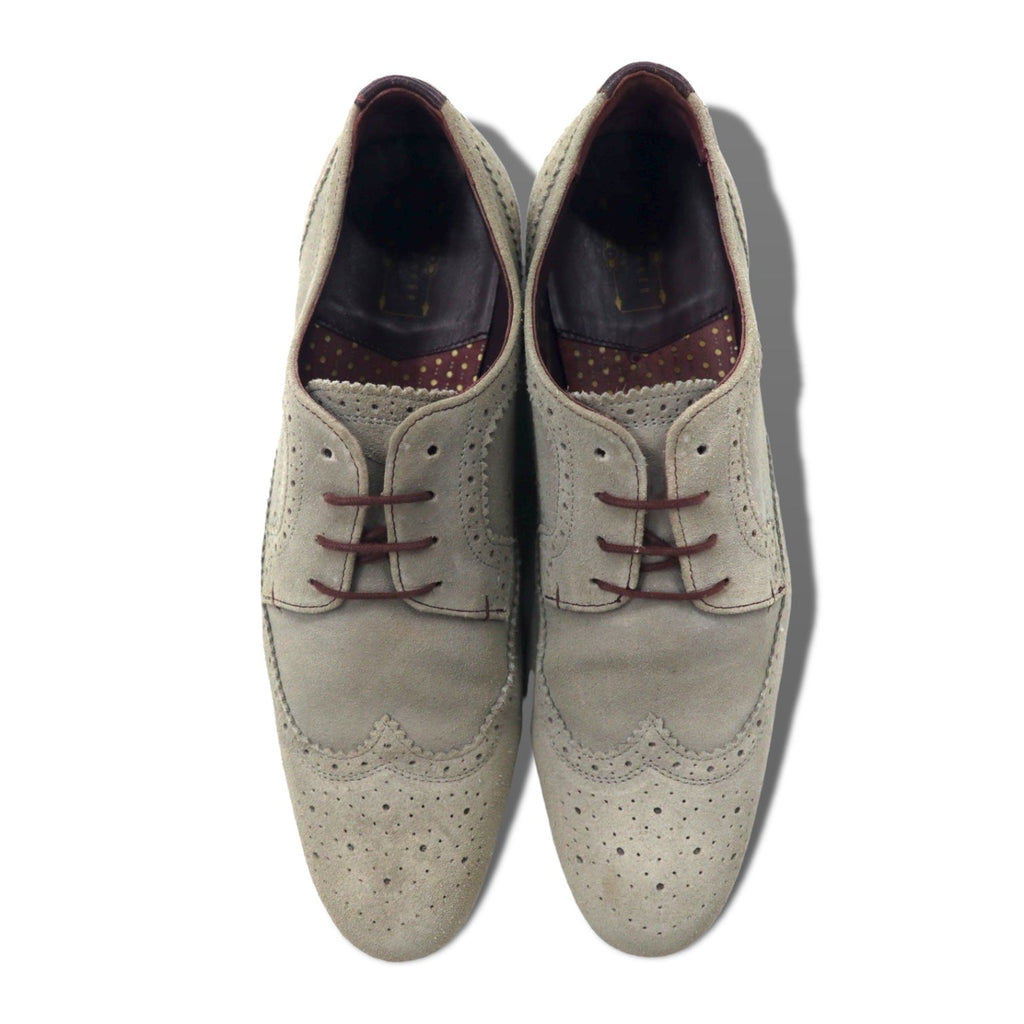 TED BAKER Scarpe eleganti wingtip 27.5cm beige scamosciate in pelle
