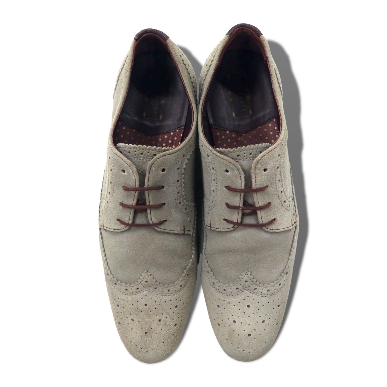 TED BAKER Scarpe eleganti wingtip 27.5cm beige scamosciate in pelle