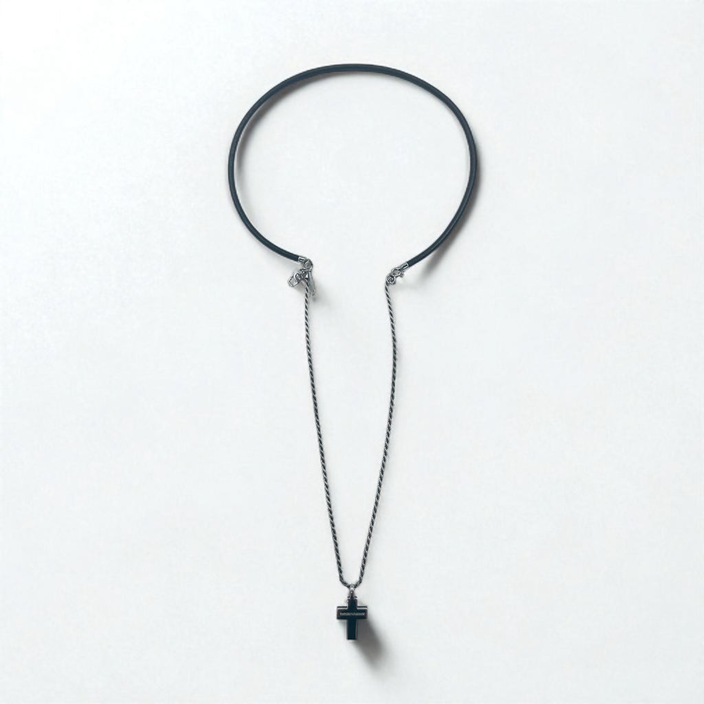 EMPORIO ARMANI 2WAY クロス 十字架 ネックレス シルバー Silver 925 レザー