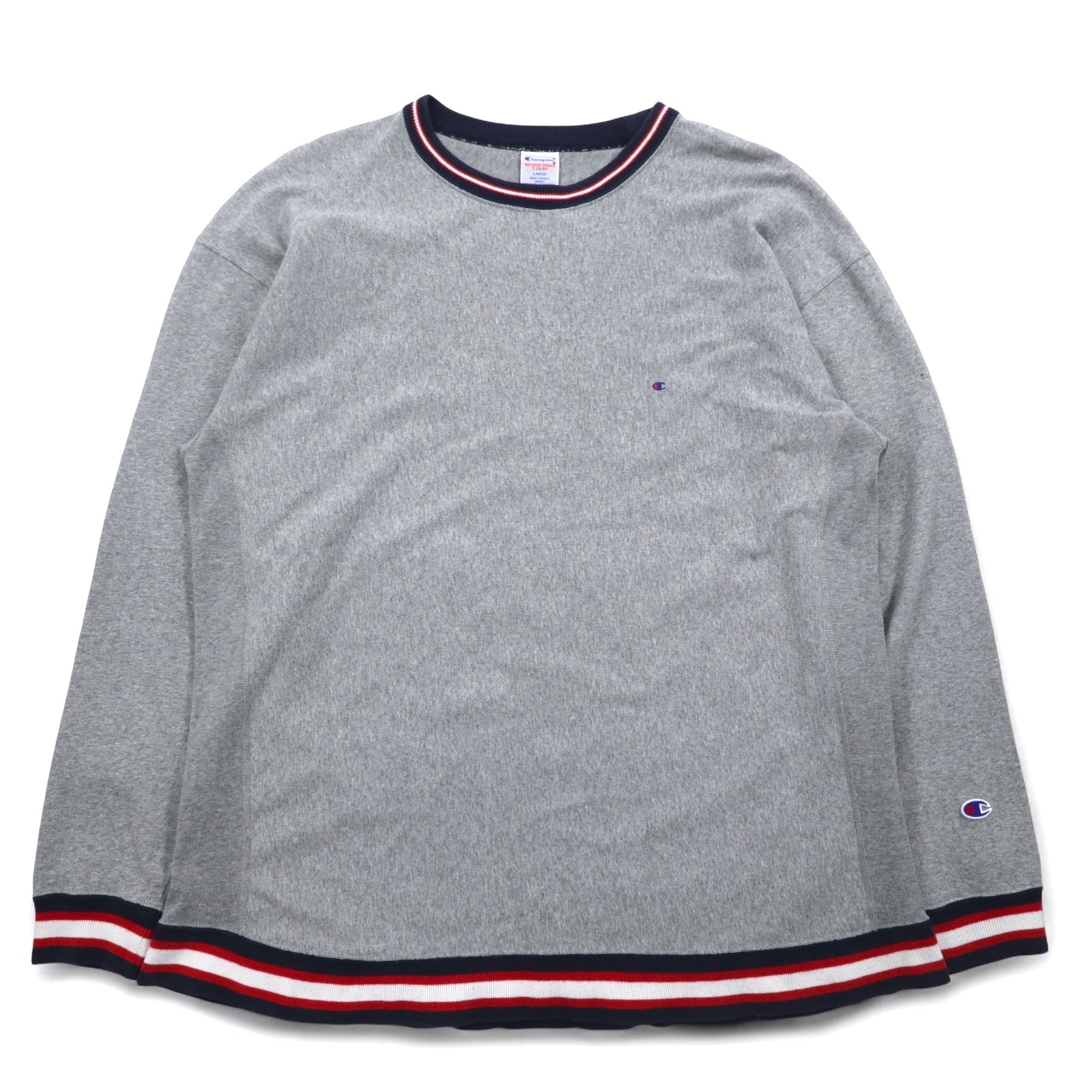 Champion Reverse Weave T-shirt a maniche lunghe con profili a costine, L, grigio, C8-L422