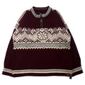 DALE OF NORWAY Maglione in lana con zip a mezza altezza e motivo tirolese, taglia S, bordeaux, fantasia nordica, DLN9575