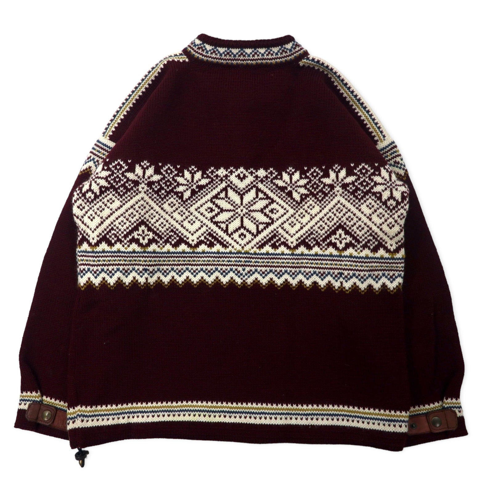 DALE OF NORWAY Maglione in lana con zip a mezza altezza e motivo tirolese, taglia S, bordeaux, fantasia nordica, DLN9575