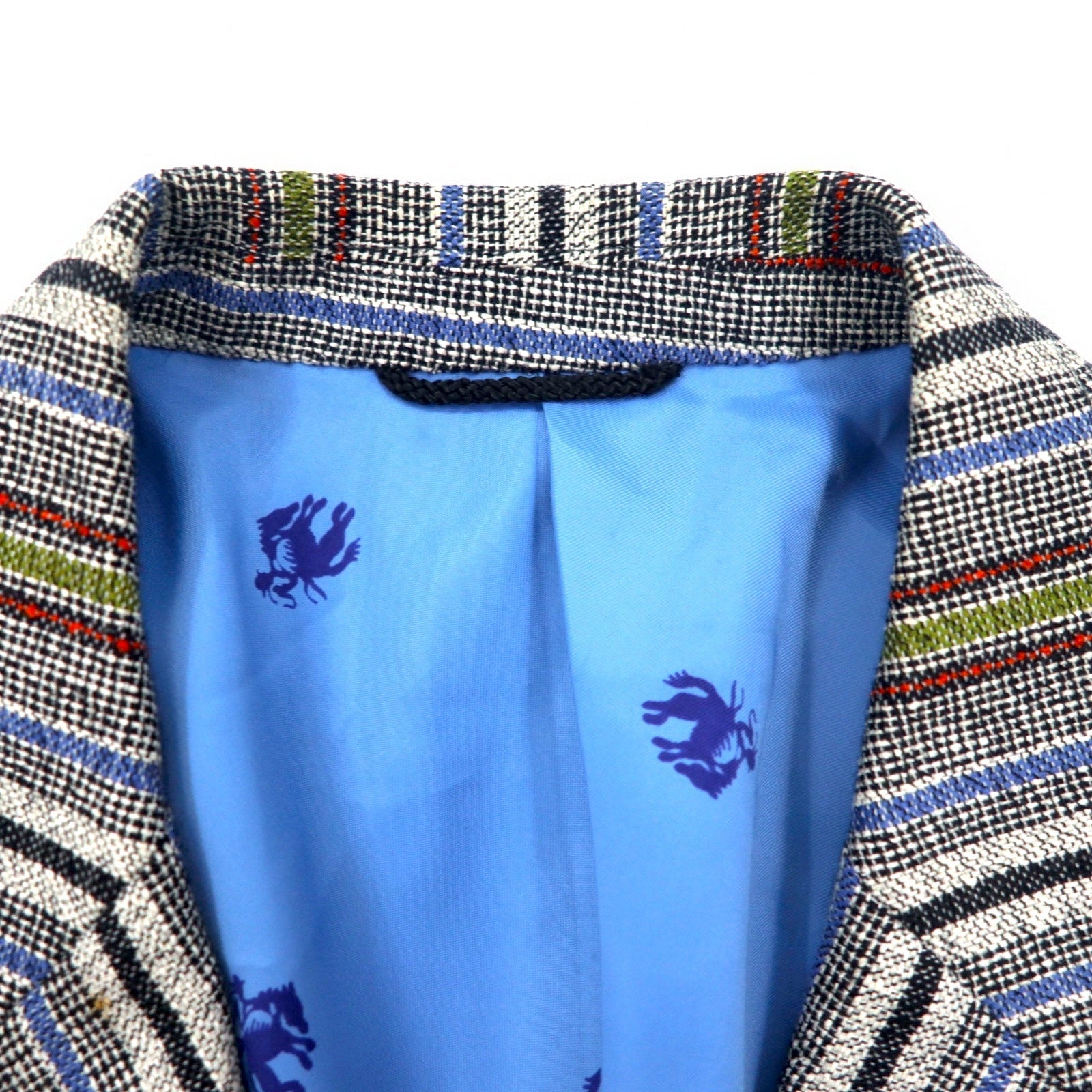 Vintage anni '80 Blazer Mr. Rough Rider × BROADHEAD & GRAVES Giacca doppiopetto in jacquard a 2 bottoni anni '80 M righe multicolore