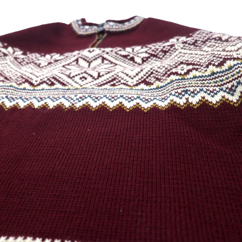 DALE OF NORWAY Maglione in lana con zip a mezza altezza e motivo tirolese, taglia S, bordeaux, fantasia nordica, DLN9575