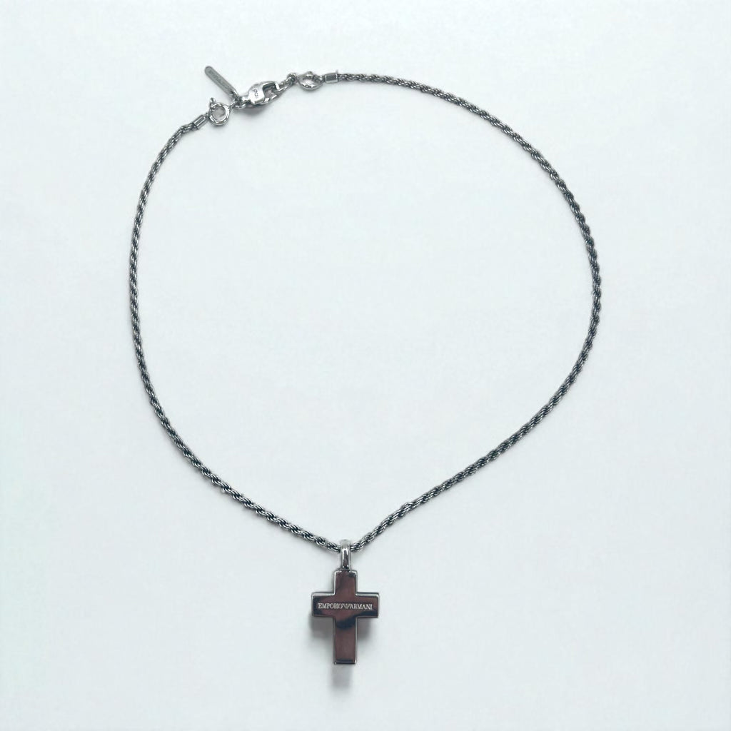 EMPORIO ARMANI 2WAY クロス 十字架 ネックレス シルバー Silver 925 レザー