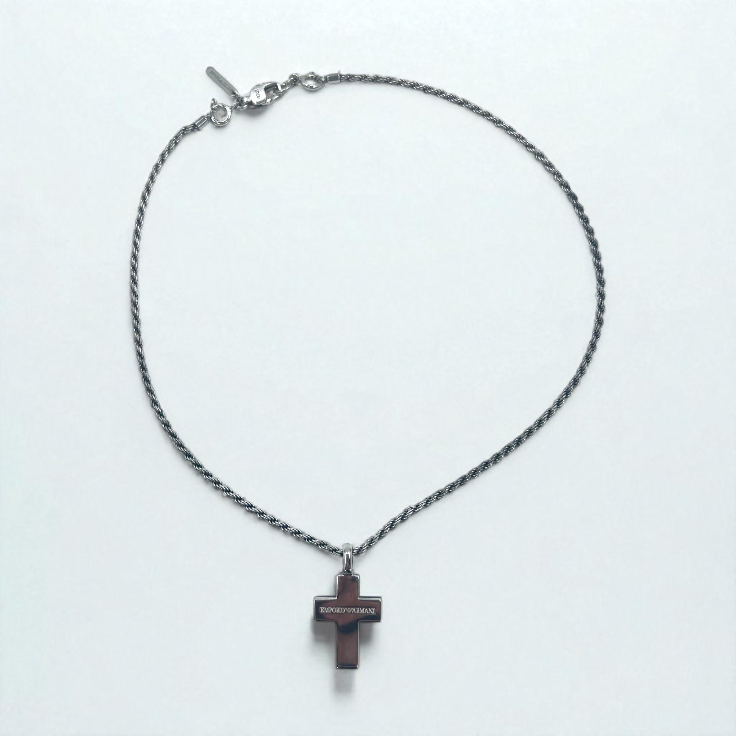 EMPORIO ARMANI 2WAY クロス 十字架 ネックレス シルバー Silver 925 レザー