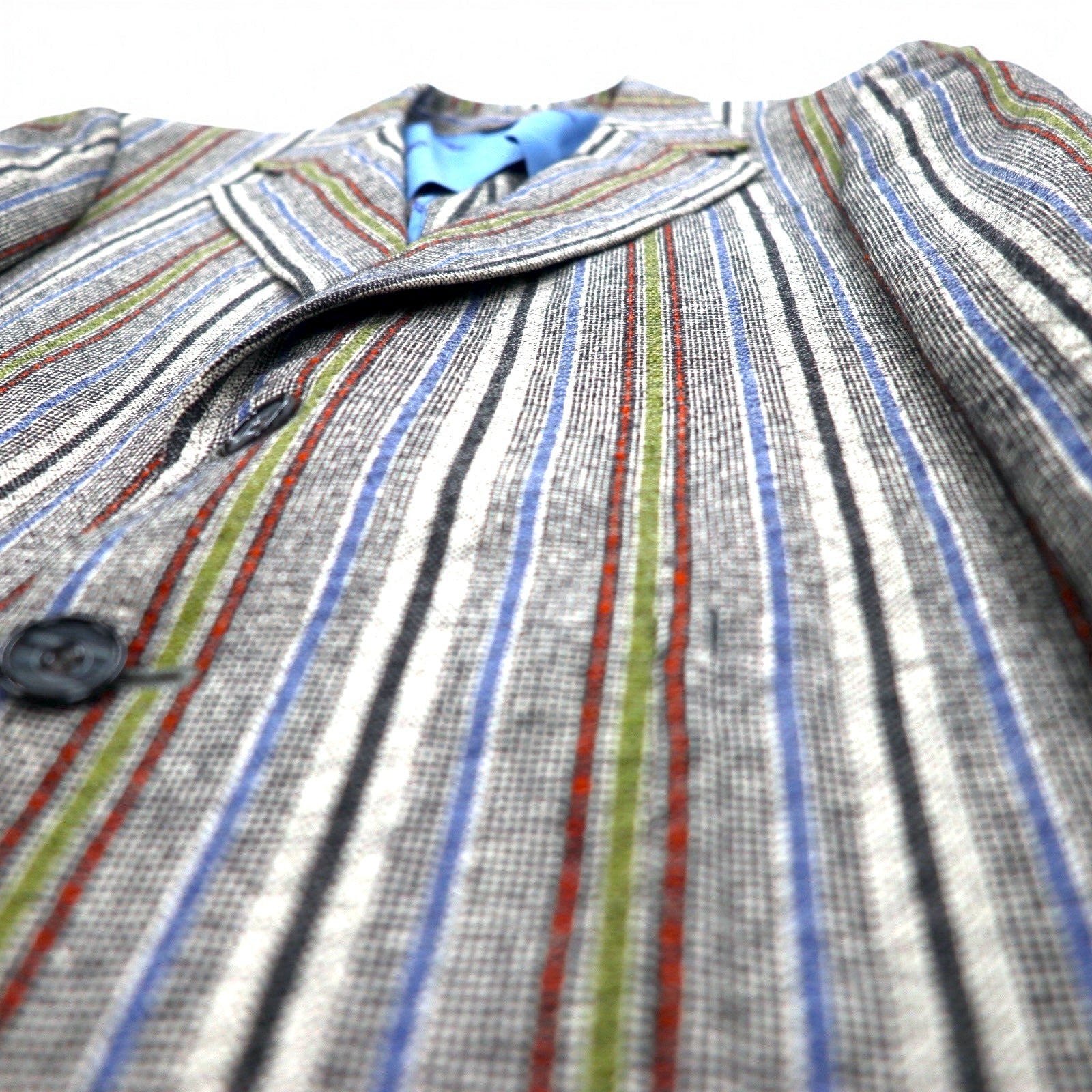Vintage anni '80 Blazer Mr. Rough Rider × BROADHEAD & GRAVES Giacca doppiopetto in jacquard a 2 bottoni anni '80 M righe multicolore