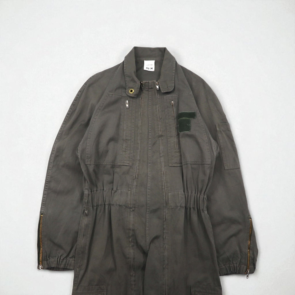 Vintage 80s France Made Jumpsuit J.VEYRIER 80年代 オールインワン つなぎ M カーキ ミリタリー