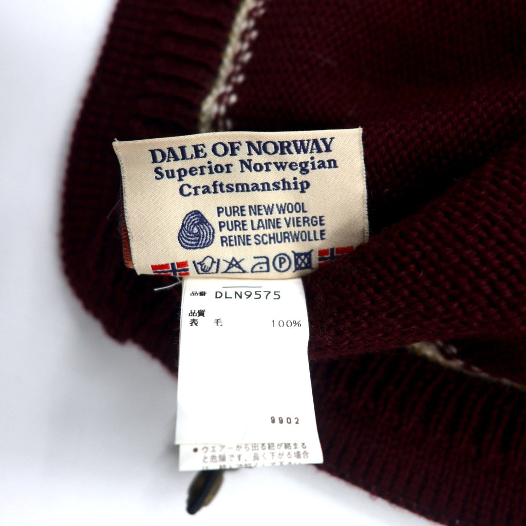 DALE OF NORWAY Maglione in lana con zip a mezza altezza e motivo tirolese, taglia S, bordeaux, fantasia nordica, DLN9575