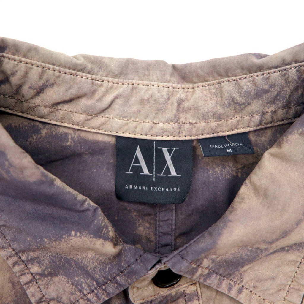 A|X ARMANI EXCHANGE タイダイ ブリーチ加工 ユーティリティシャツ M グレー ミリタリー フラップポケット