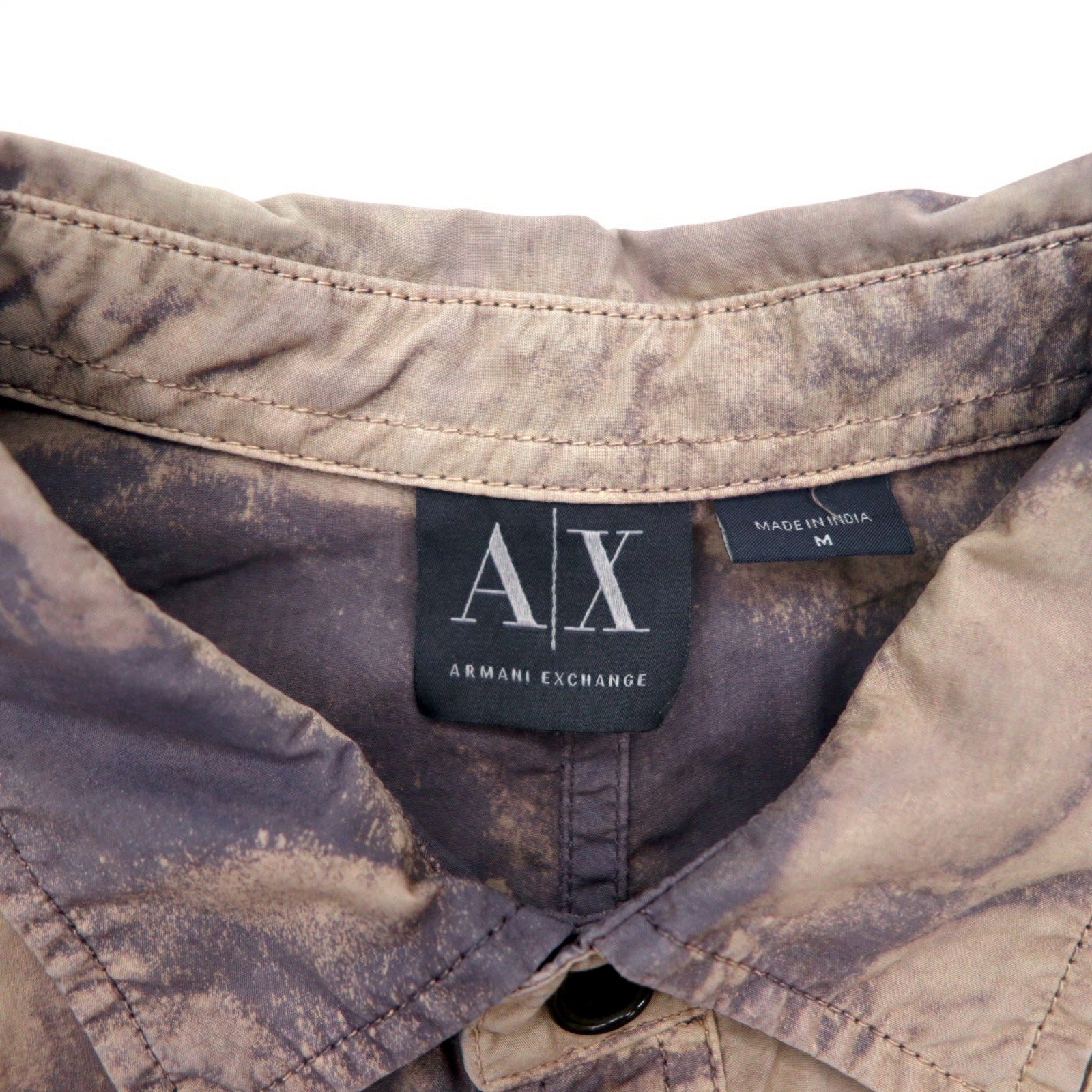 A|X ARMANI EXCHANGE Camicia utility délavé tie-dye M Grigio Militare con tasche a patta