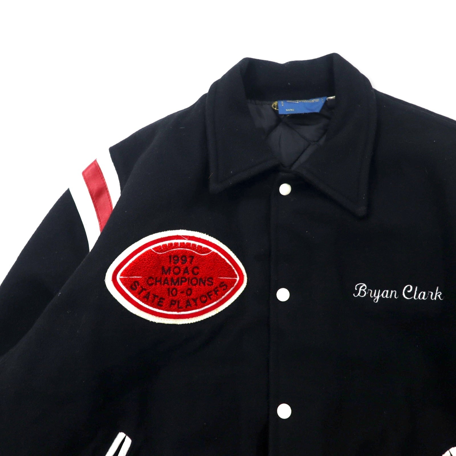 Gem SPORTSWEAR USA 90s Giacca college XXL Nera Lana Fodera trapuntata Toppe Oversize