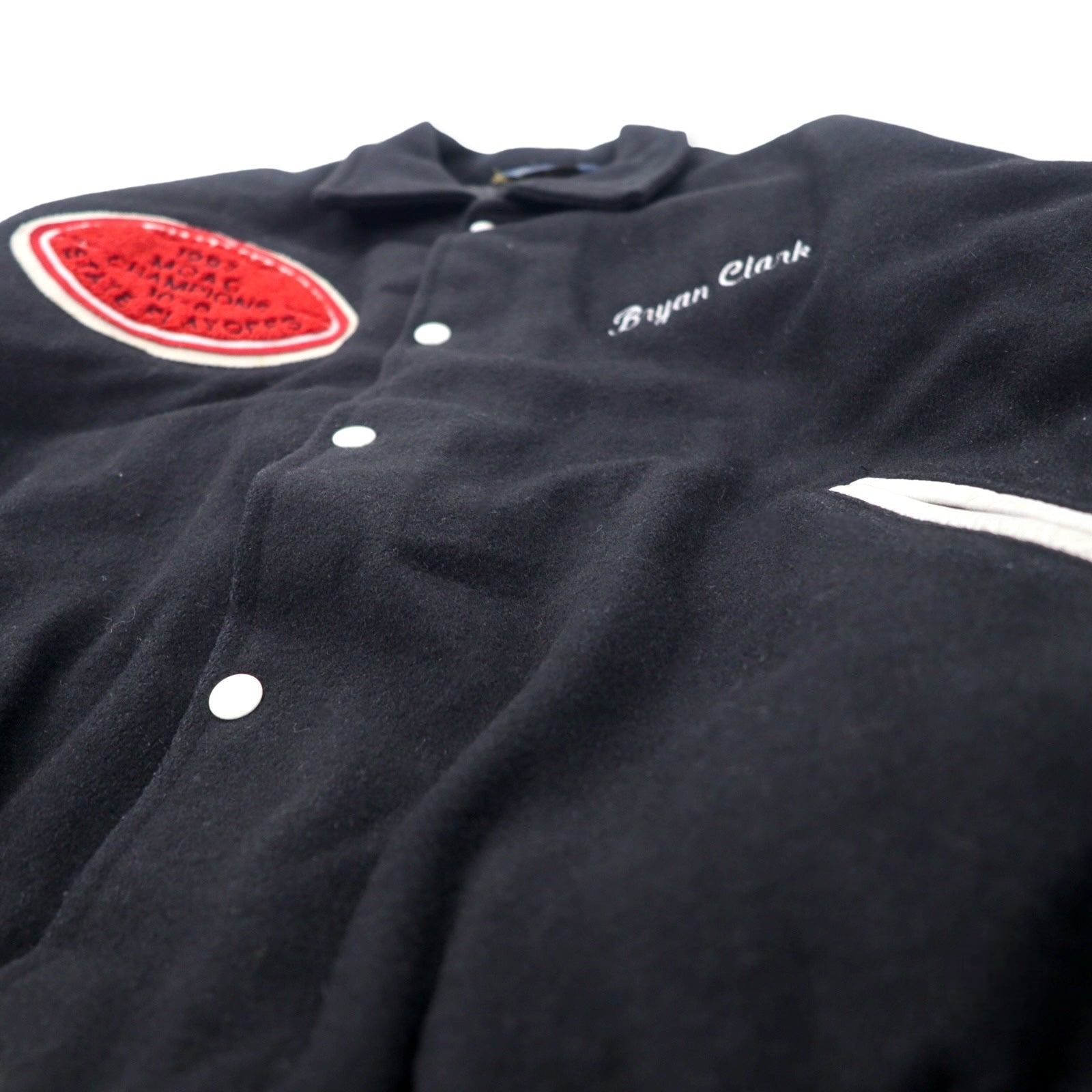 Gem SPORTSWEAR USA 90s Giacca college XXL Nera Lana Fodera trapuntata Toppe Oversize