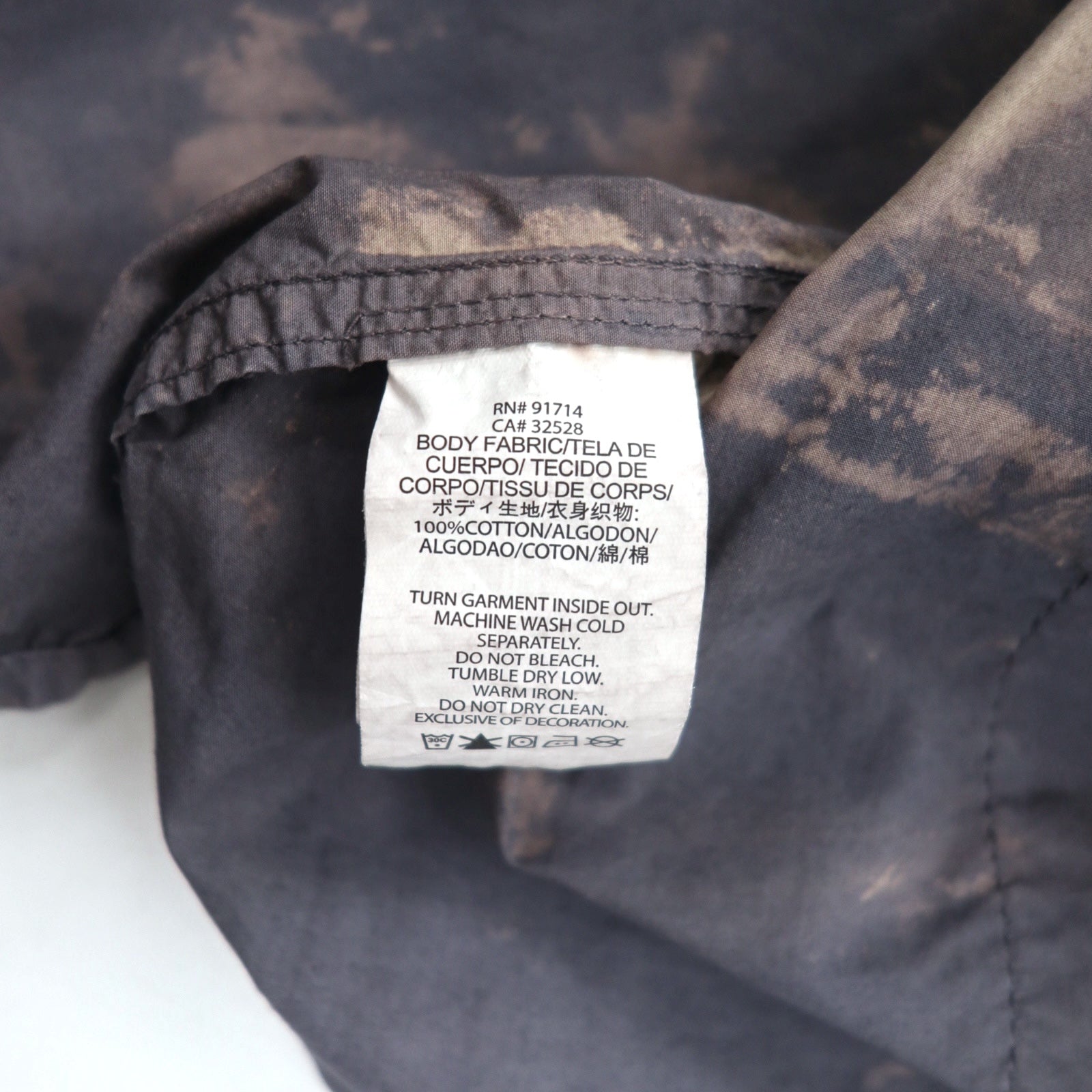 A|X ARMANI EXCHANGE Camicia utility délavé tie-dye M Grigio Militare con tasche a patta