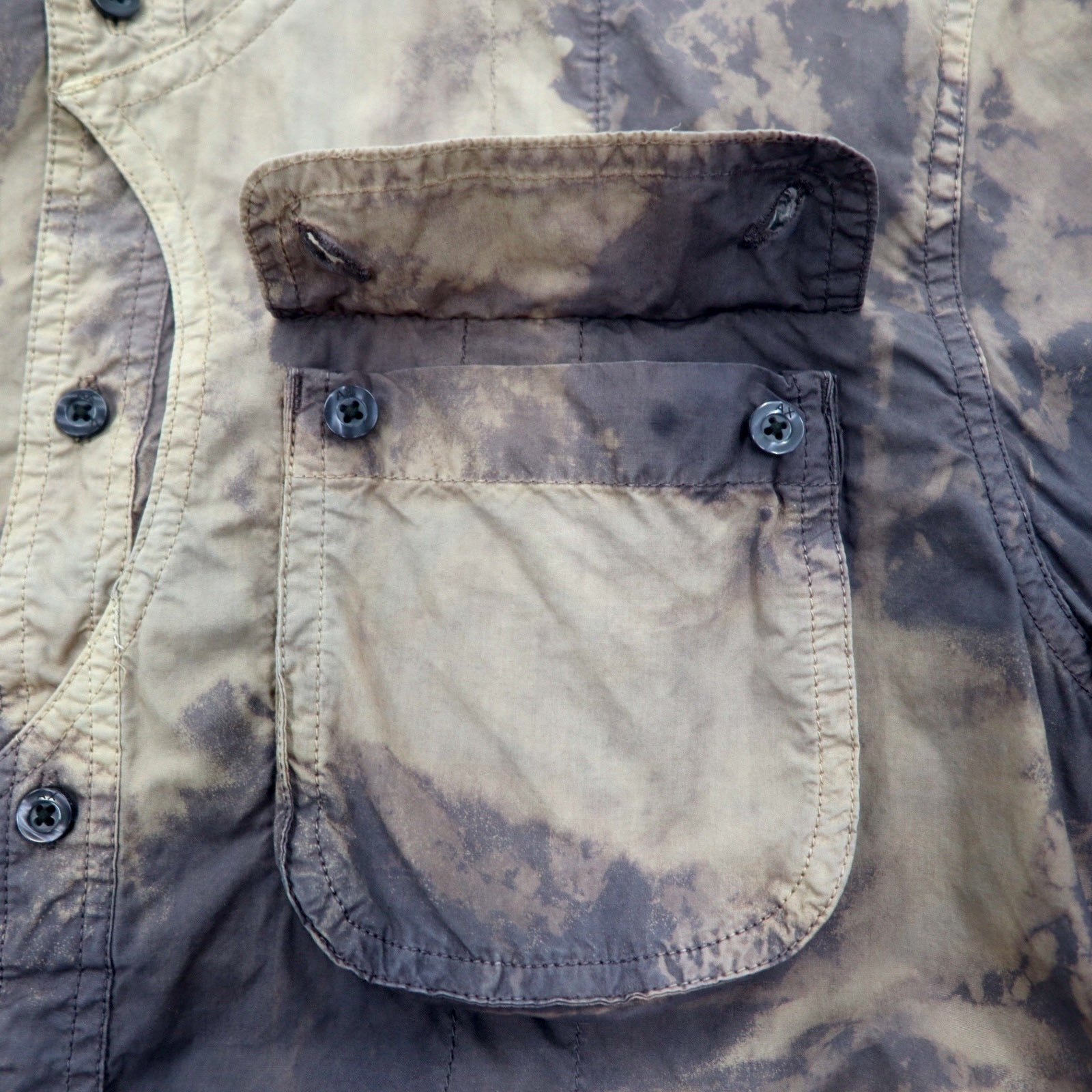A|X ARMANI EXCHANGE Camicia utility délavé tie-dye M Grigio Militare con tasche a patta