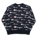 Champion リバースウィーブ REVERSE WEAVE スウェット 3XL ブラック スクリプトロゴ 総柄 青単タグ 復刻