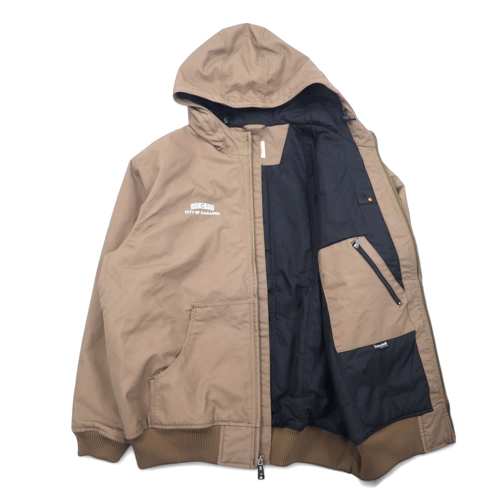 Carhartt Active Jacket, giacca con cappuccio, XL, beige, cotone, Thinsulate, imbottita, Jefferson Quick Duck Rain Defender Active Jacket, impermeabile, 101493