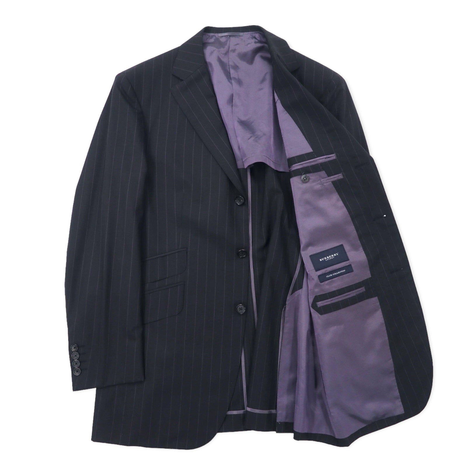 BURBERRY Completo 3 bottoni CLUB COLLECTION 96-86-175 L40 grigio gessato lana Super 120's Prodotto in Giappone
