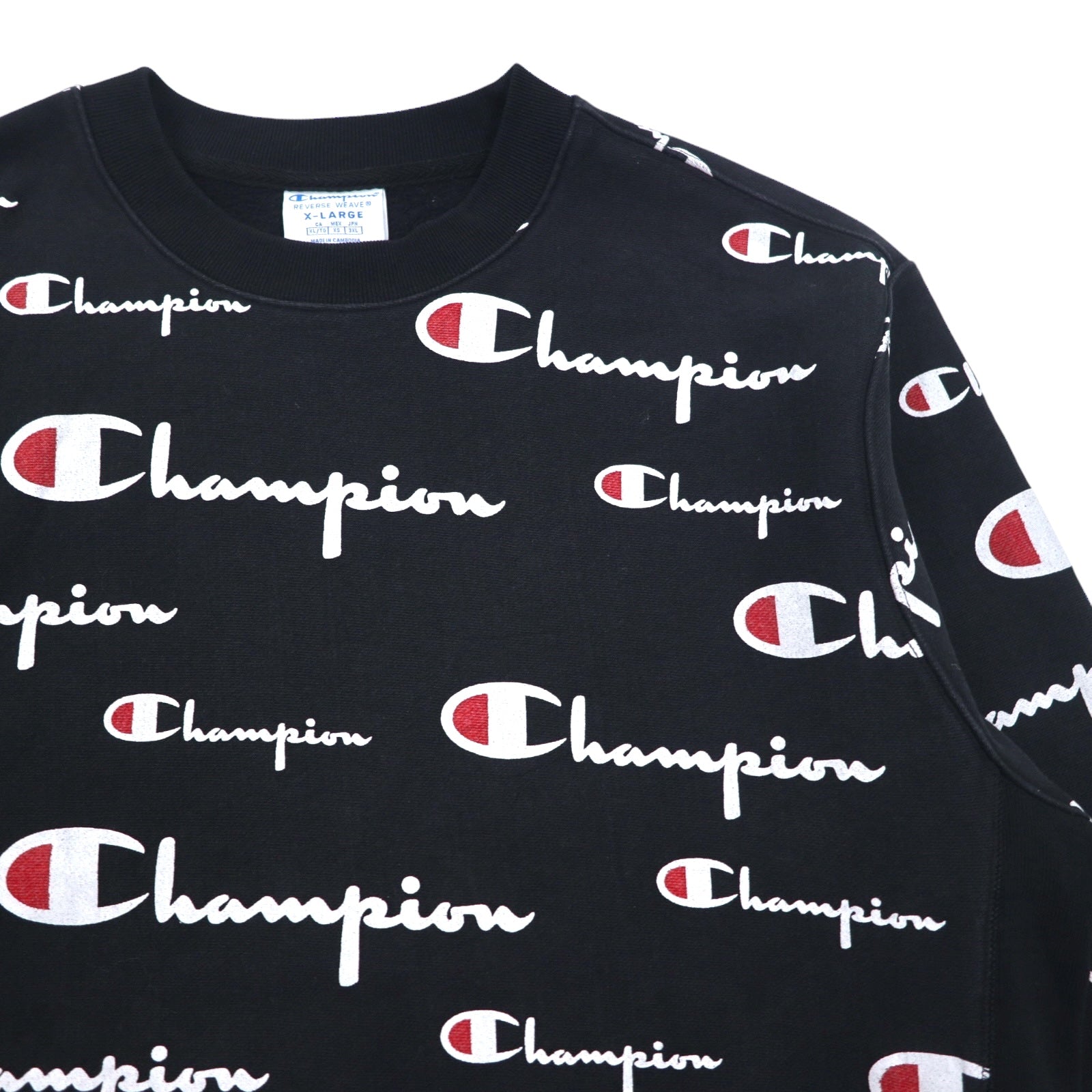 Champion Reverse Weave FELPA 3XL Nera Script Logo All-Over Stampa Etichetta Blu (replica)