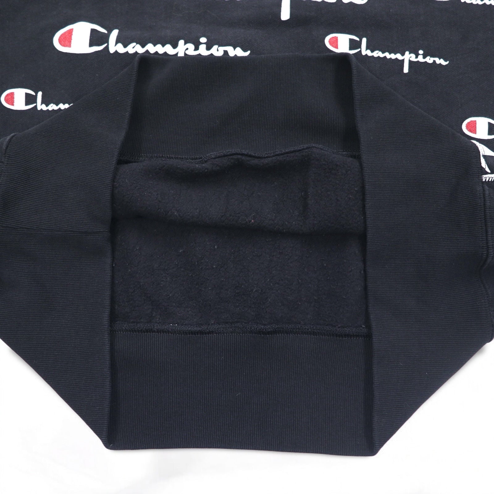 Champion Reverse Weave FELPA 3XL Nera Script Logo All-Over Stampa Etichetta Blu (replica)