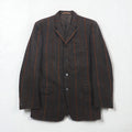 MEN'S BIGI 80s Vintage Blazer ツイード テーラードジャケット M ブラウン ストライプ ウール 裏地 ペイズリー柄 80年代