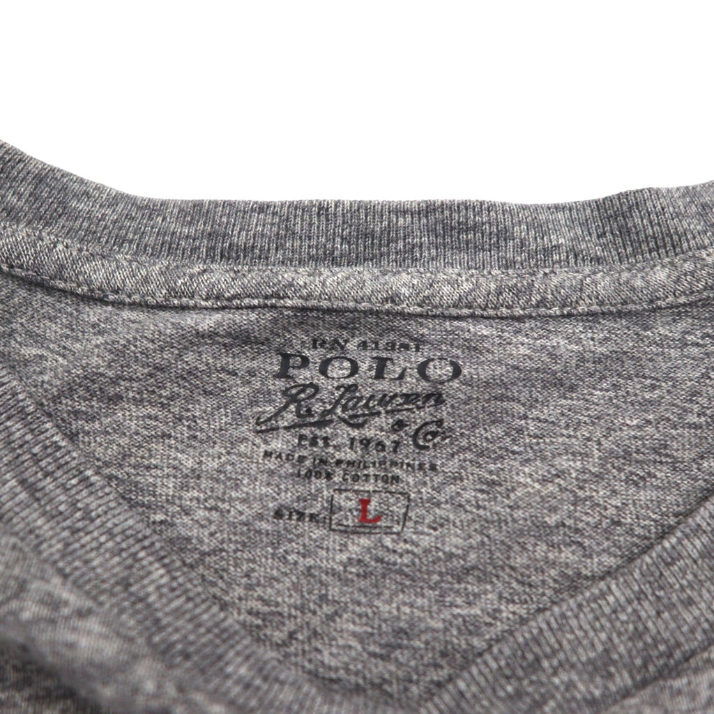 POLO RALPH LAUREN エンブレムロゴ プリント Tシャツ L グレー コットン ATHL.DEPT.