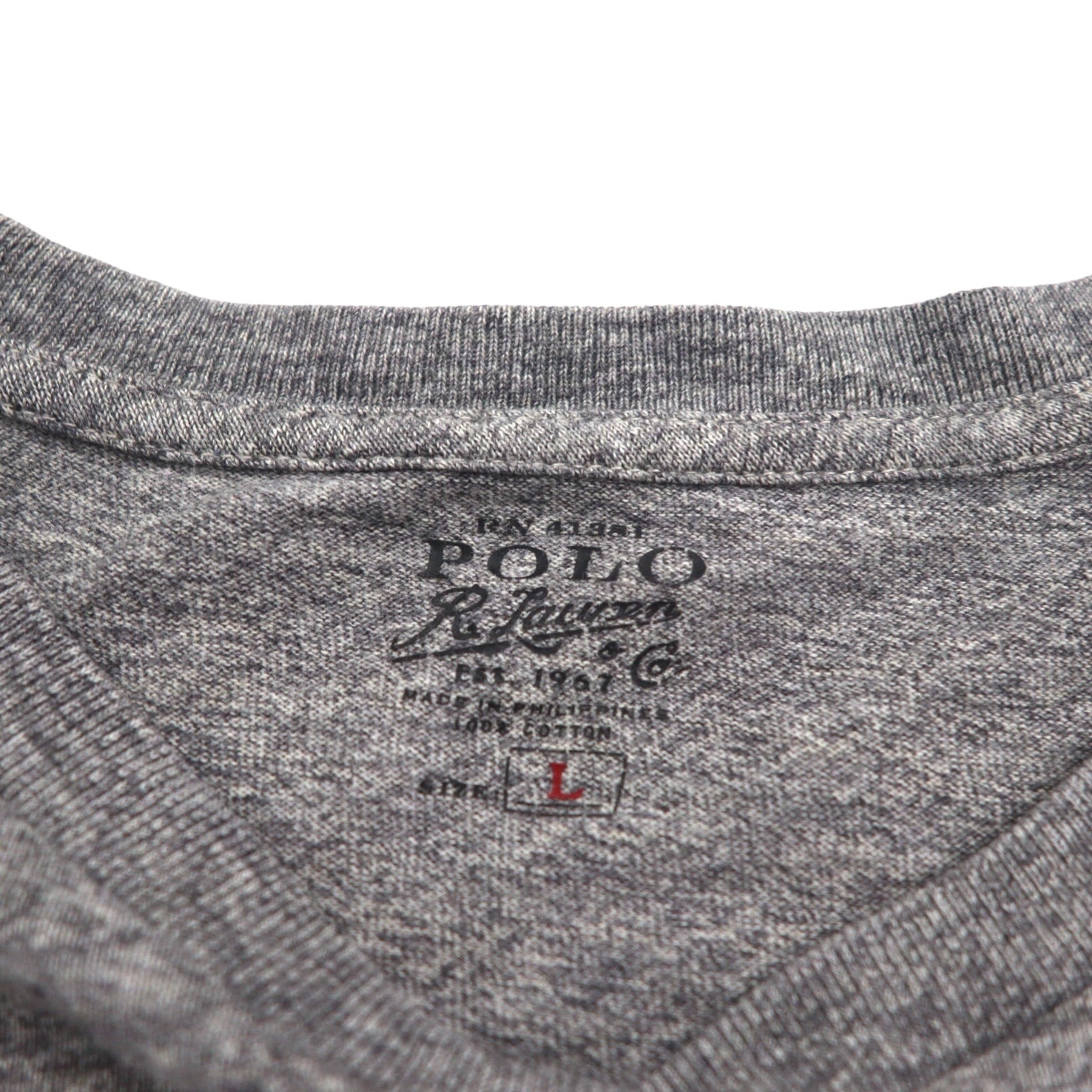 POLO RALPH LAUREN エンブレムロゴ プリント Tシャツ L グレー コットン ATHL.DEPT.