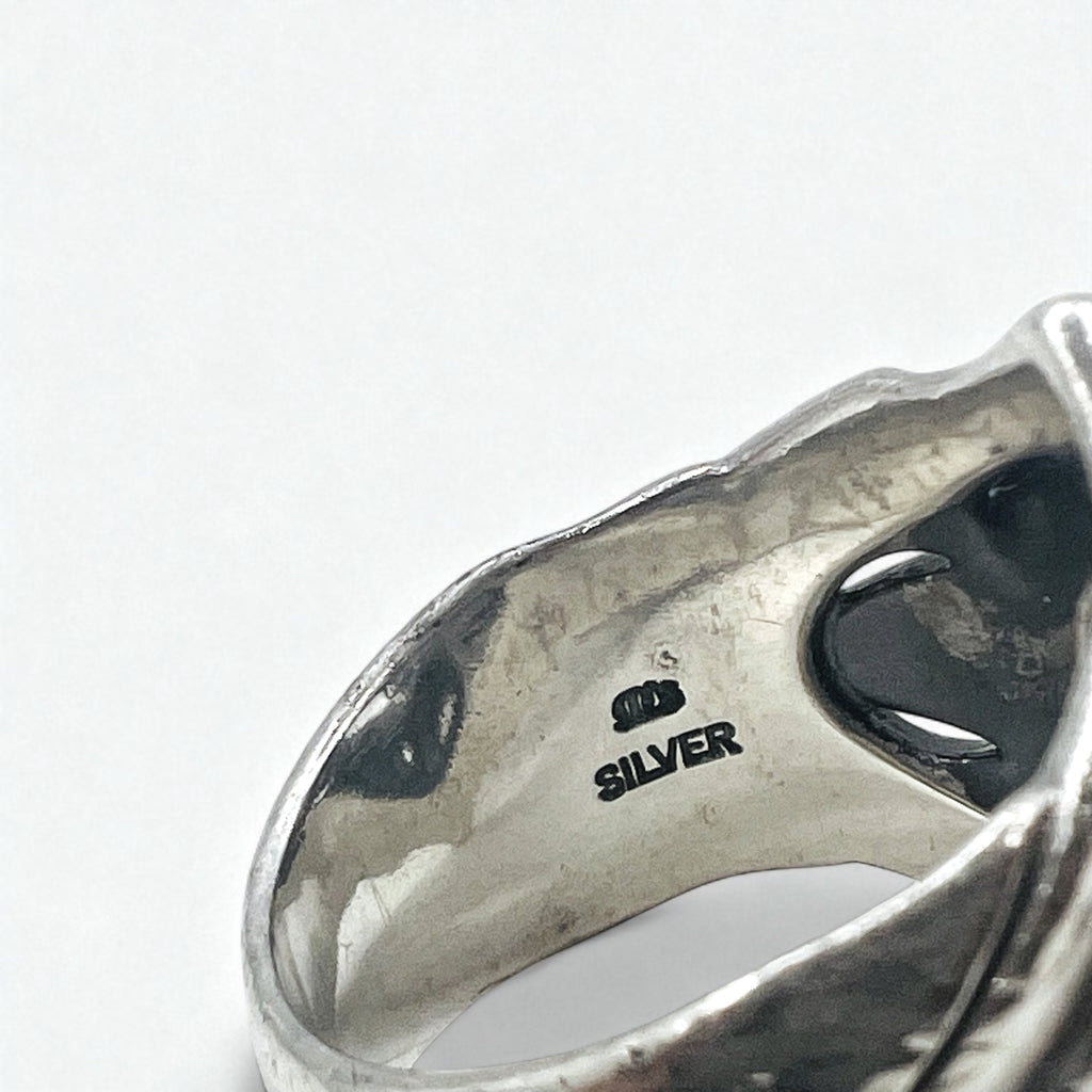 K-SMITH トライバル シルバーリング 指輪 19号 オーバル ホワイト クリアストーン Silver 925