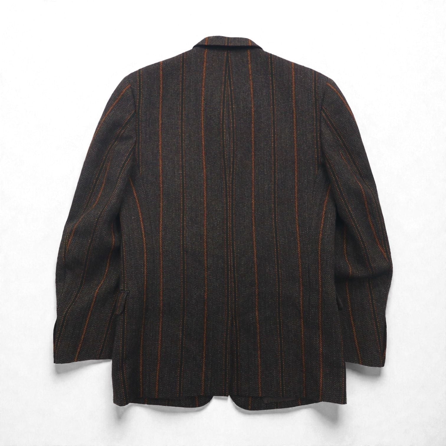 MEN'S BIGI 80s Vintage Blazer ツイード テーラードジャケット M ブラウン ストライプ ウール 裏地 ペイズリー柄 80年代