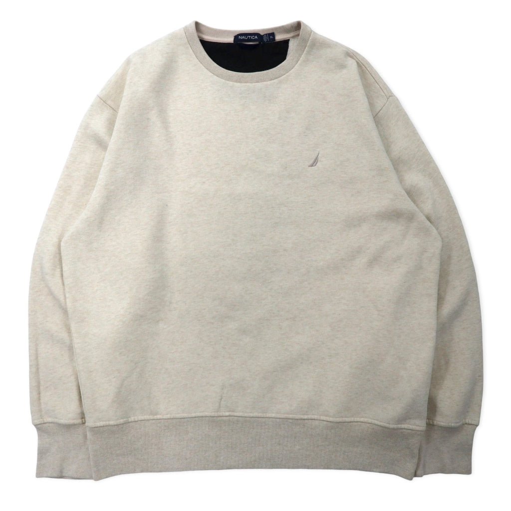 NAUTICA クルーネック スウェット XL クリーム コットン 裏起毛 ワンポイントロゴ刺繍 ビッグサイズ