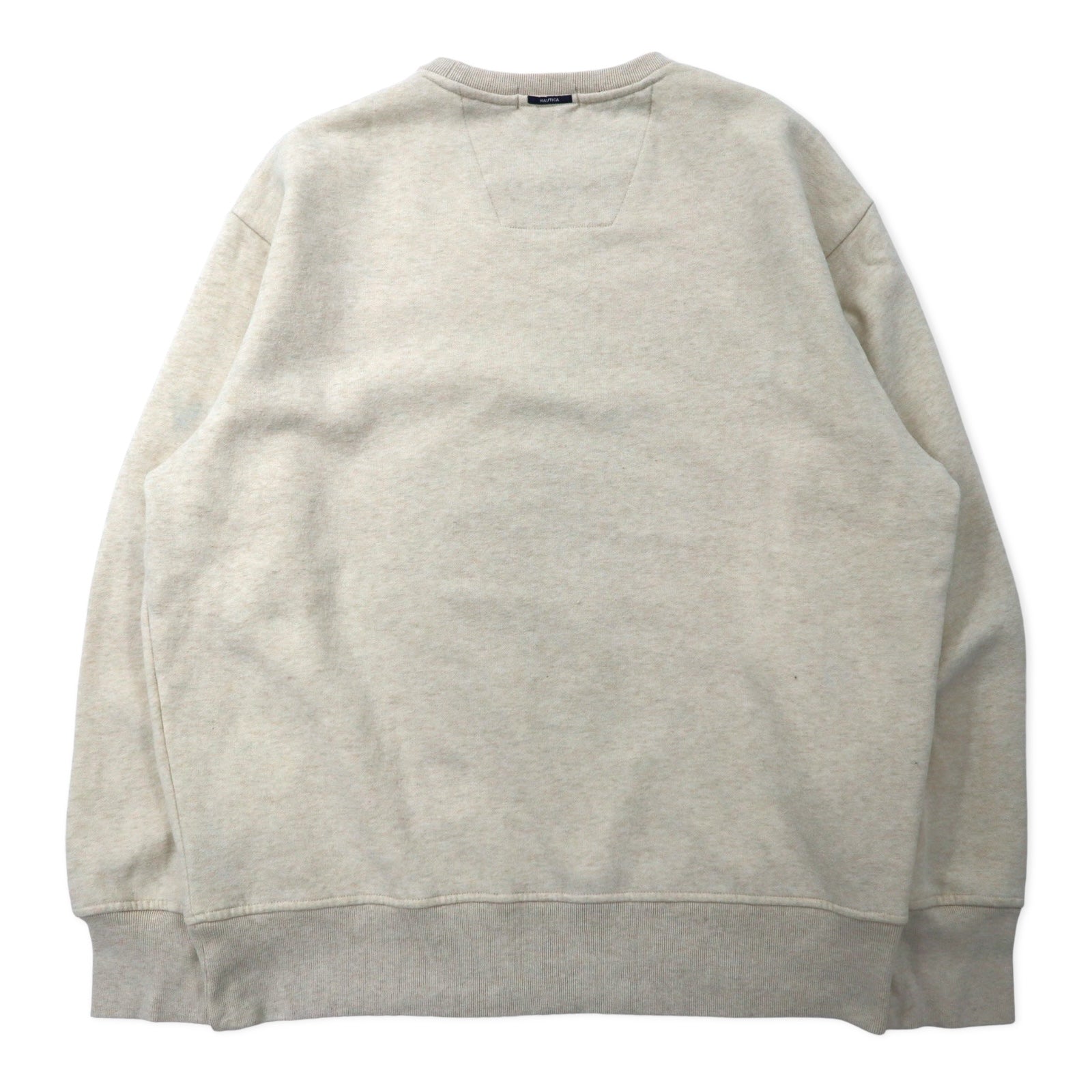 NAUTICA Felpa girocollo XL crema cotone felpata ricamo logo singolo oversize