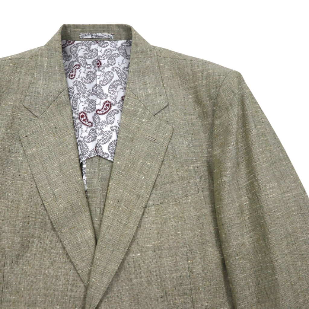 Vintage 90s Linen Suit TENGEN NEO PRETA 90年代 リネン混 2B サマースーツ セットアップ M ベージュ 麻 ペイズリー柄 裏地 ワイド