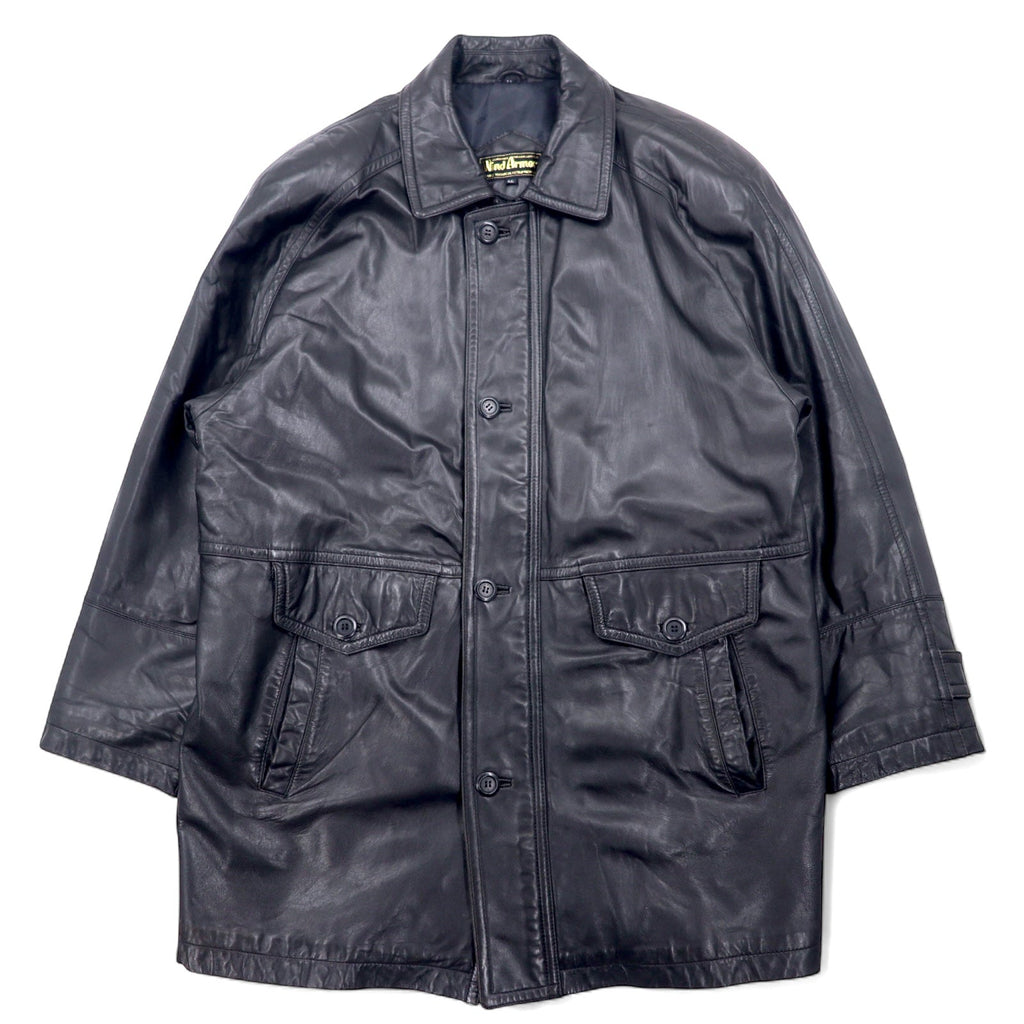 Wind Armour anni '90 - Car coat in pelle di agnello, taglia LL, nero