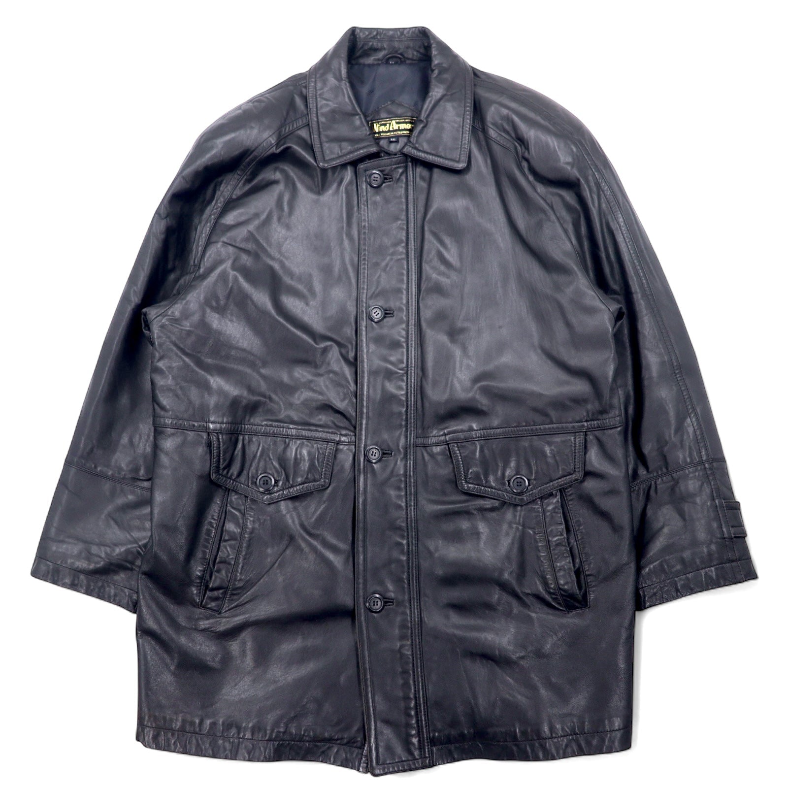 Wind Armour anni '90 - Car coat in pelle di agnello, taglia LL, nero