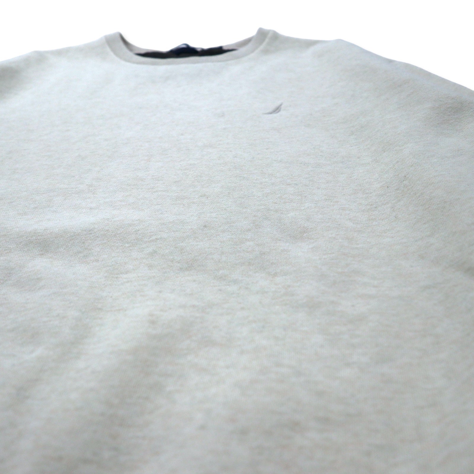 NAUTICA Felpa girocollo XL crema cotone felpata ricamo logo singolo oversize