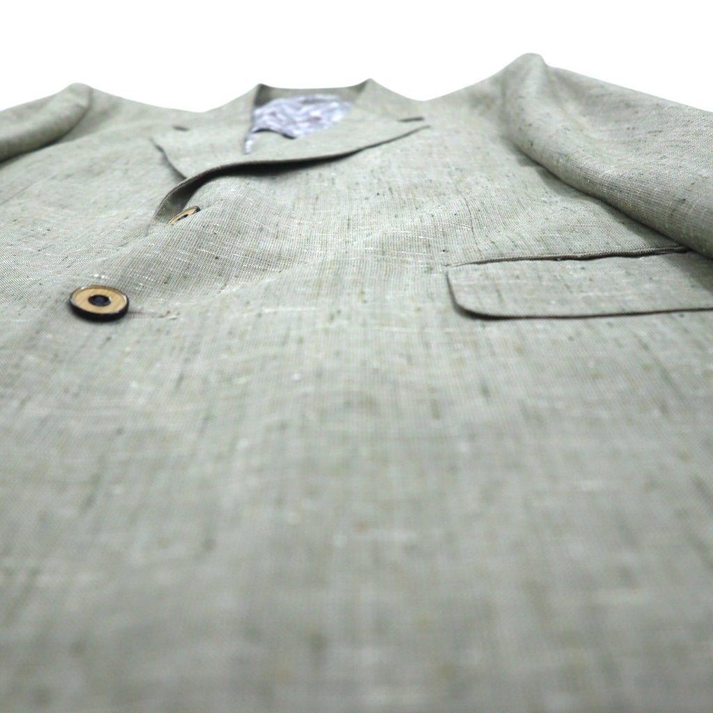 Vintage 90s Linen Suit TENGEN NEO PRETA 90年代 リネン混 2B サマースーツ セットアップ M ベージュ 麻 ペイズリー柄 裏地 ワイド