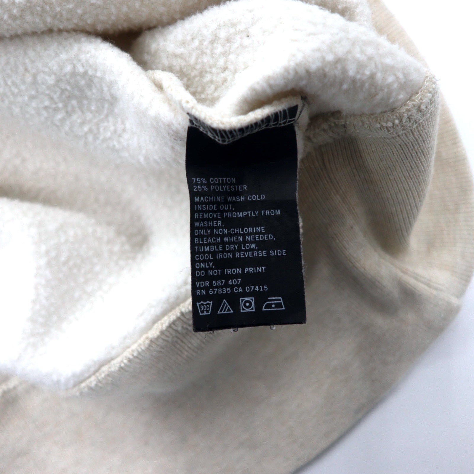 NAUTICA Felpa girocollo XL crema cotone felpata ricamo logo singolo oversize