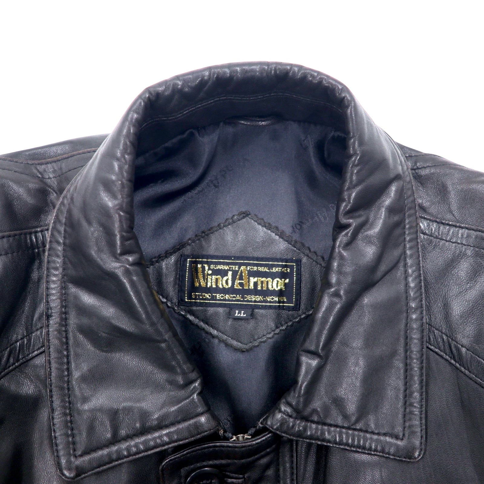 Wind Armour anni '90 - Car coat in pelle di agnello, taglia LL, nero