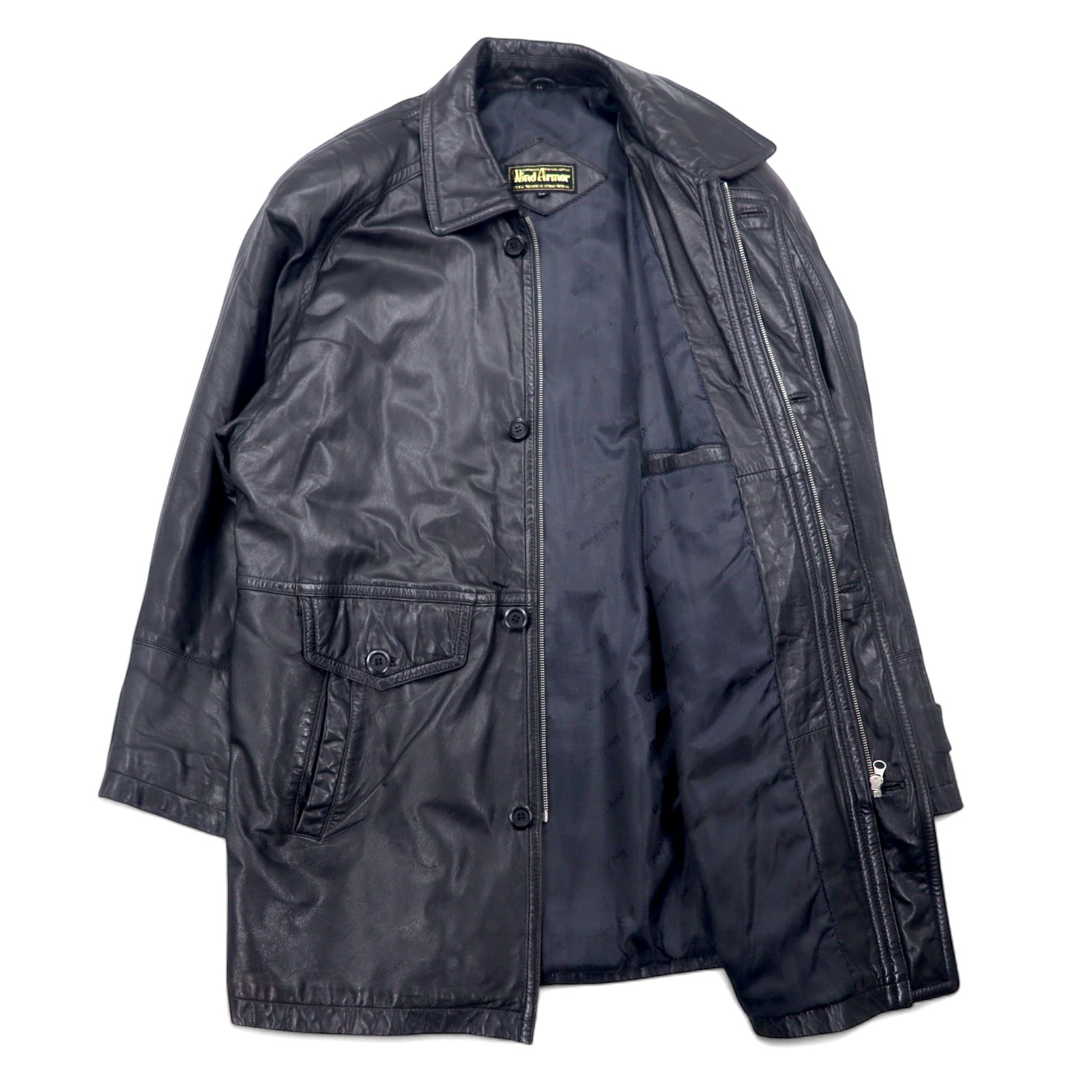 Wind Armour anni '90 - Car coat in pelle di agnello, taglia LL, nero