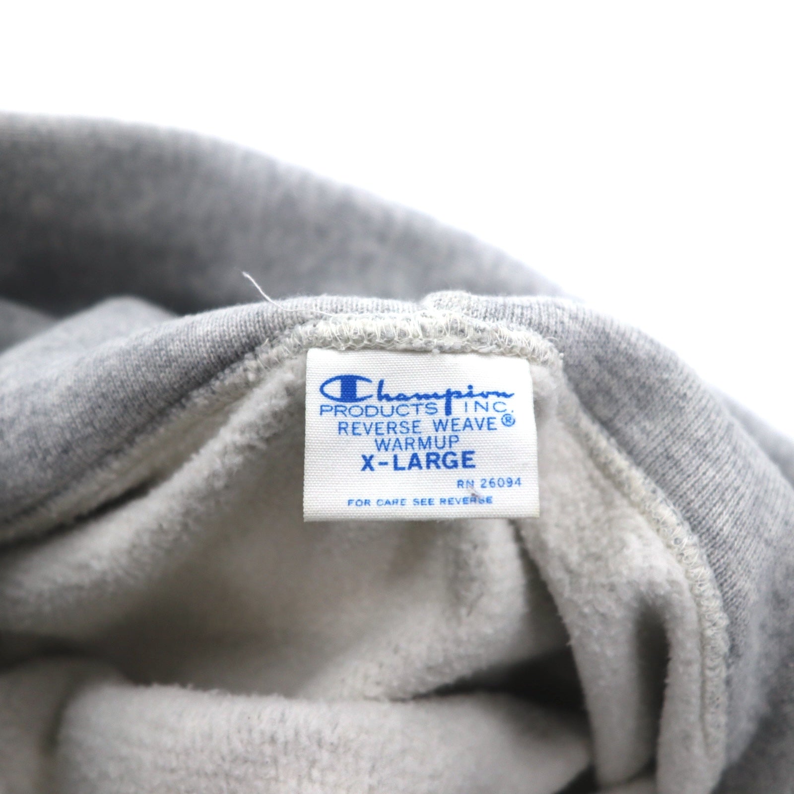 Champion Reverse Weave Felpa con cappuccio pullover XL grigia con logo script ricamato, riedizione etichetta blu C3-L107