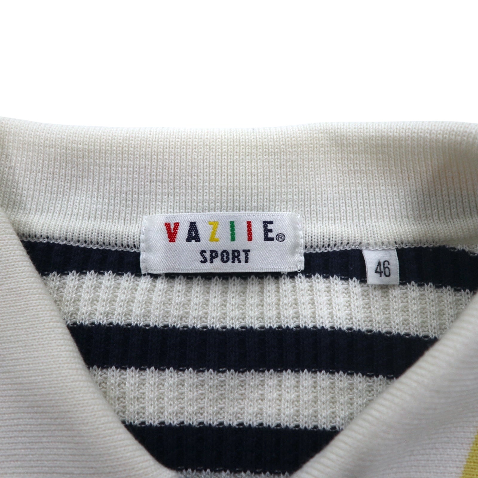 Vintage 90s Retro Preppy Polo Sweater VAZIIE SPORT Anni '90 Polo Waffle Knit L Righe Cotone Logo Ricamato Made in Japan
